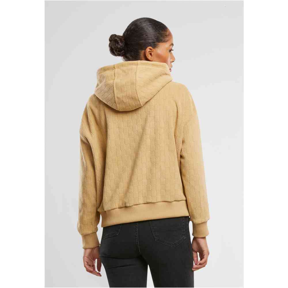 Urban Classics - Jacquard Velvet Oversized Veste zip à capuche - Beige